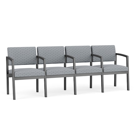 Lesro Lenox Steel 4 Seat Tandem Seating Metal Frame, Charcoal, RS Fog Upholstery LS4103